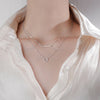 Trendy Silver Plated Double Layer Necklace Round Shiny Zircon Long Pendant Necklaces For Women Minimalist Fine Jewelry