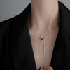 Trendy Silver Plated Double Layer Necklace Round Shiny Zircon Long Pendant Necklaces For Women Minimalist Fine Jewelry
