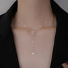 Trendy Silver Plated Double Layer Necklace Round Shiny Zircon Long Pendant Necklaces For Women Minimalist Fine Jewelry