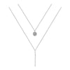 Trendy Silver Plated Double Layer Necklace Round Shiny Zircon Long Pendant Necklaces For Women Minimalist Fine Jewelry