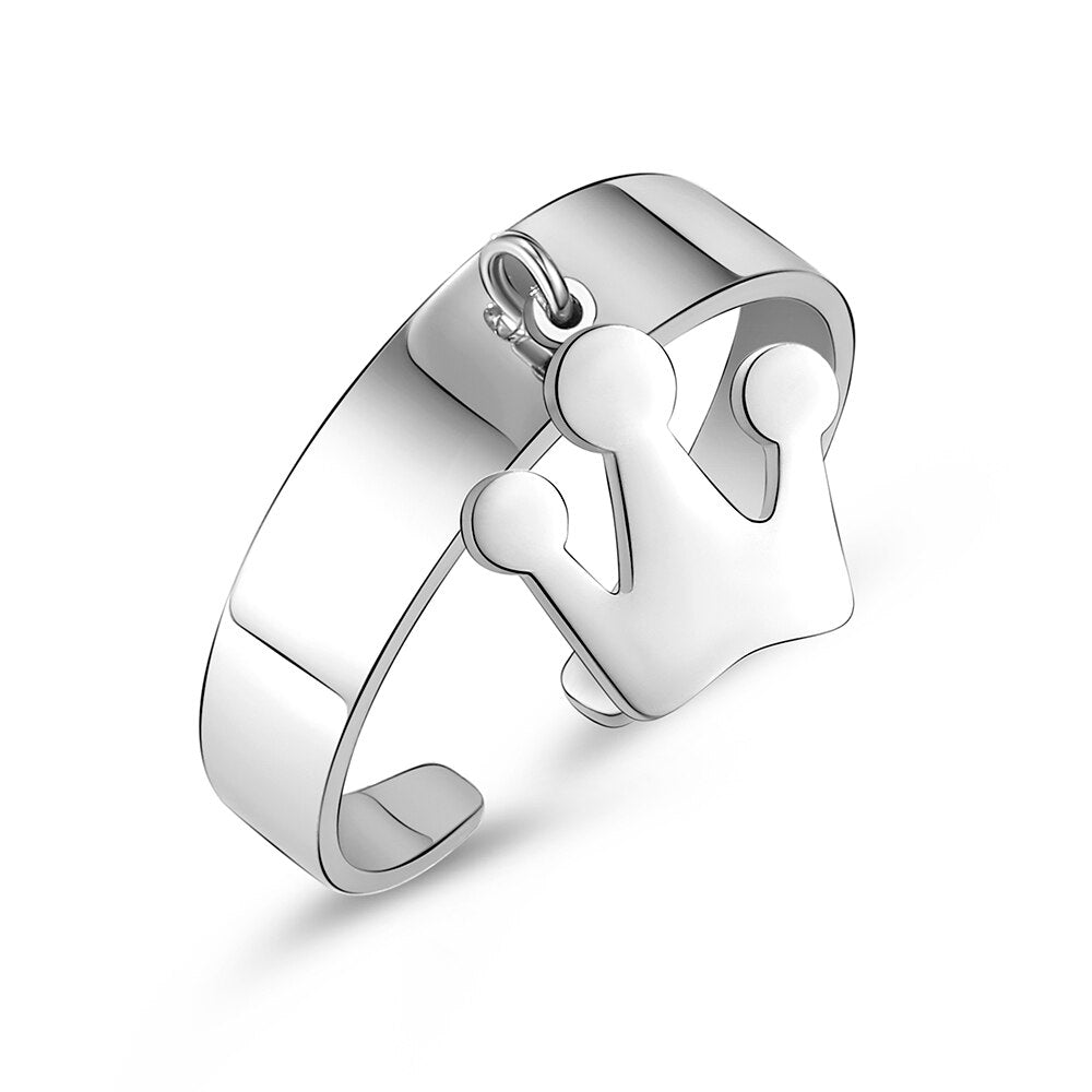 Trendy Silverly Crown Classic Stainles Steel Ring For Men Women Friendship Engagement Wedding Open Rings Party Gift Jewelry 2022