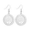 Trendy Simple Rose Gold Color Tree of Life Round Drop Earings for Woman Party Gift  Pendant Earring Accessories Jewelry  2022