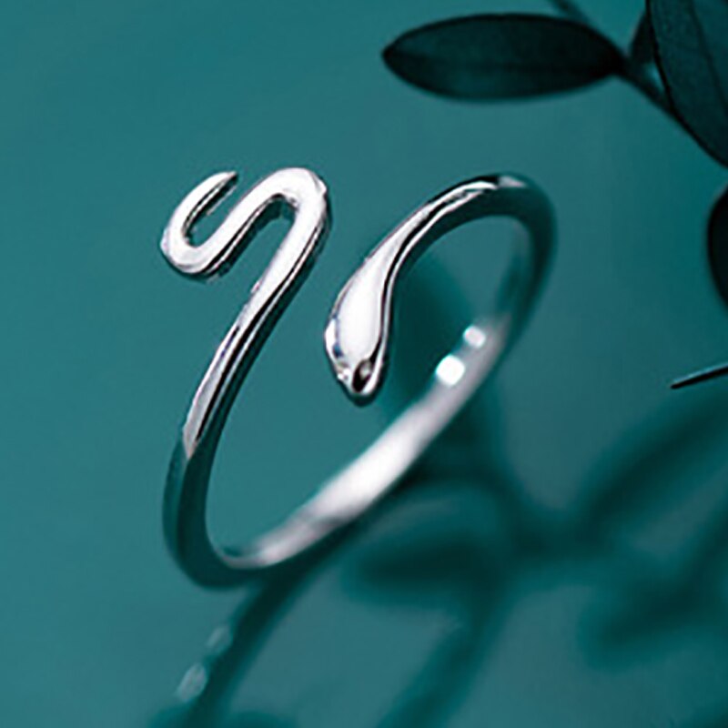 Trendy Simple Silver Color Snake Shape Adjustable Ring for Women Snake Ring Party Birthday Gift Jewelry Girl Accessories