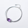 Trendy Simple Style Irregular Purple Amethyst Bead Bracelet Classic Natural Stone 925 Sterling Sliver Bracelet Jewelry for Women