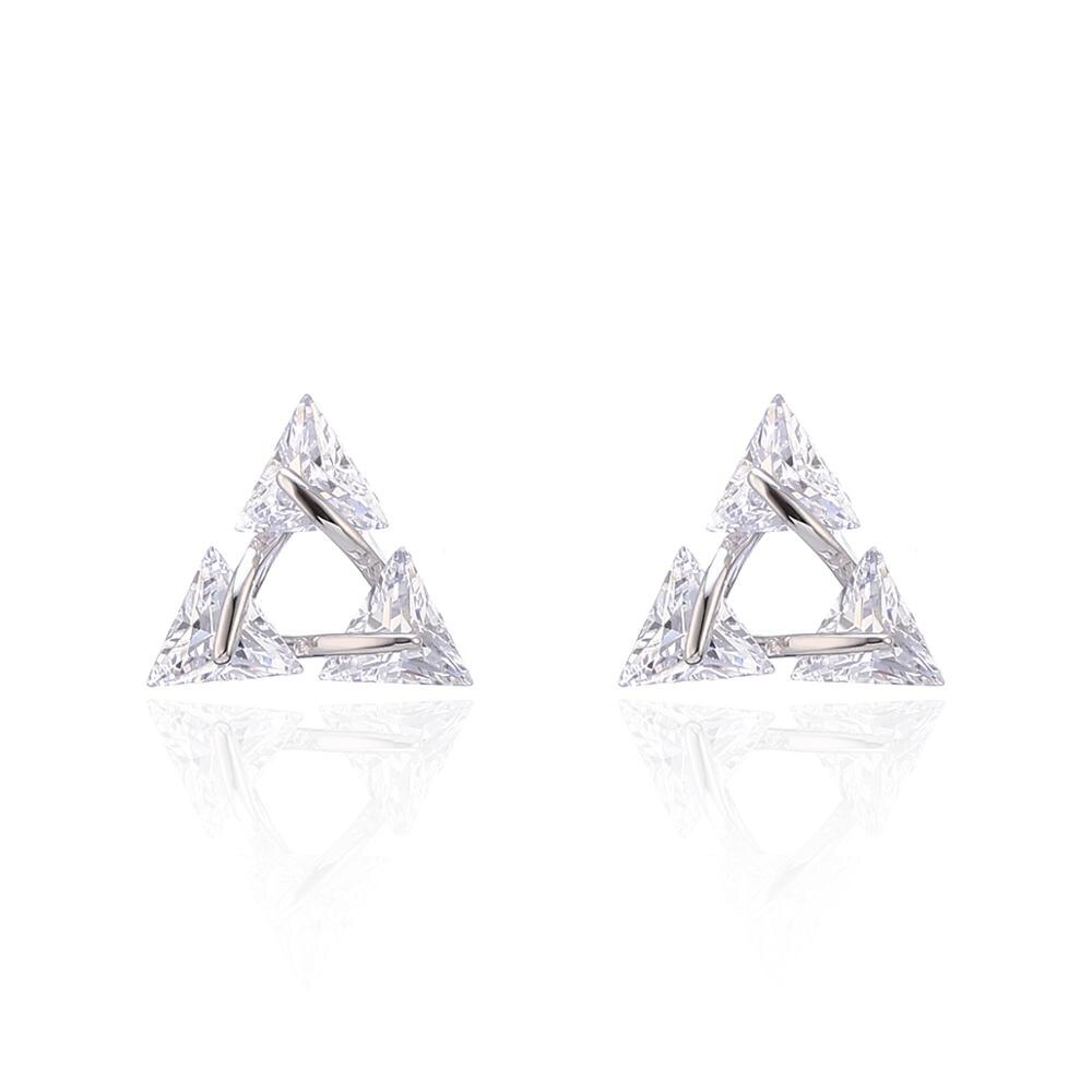 Trendy Simple Triangle Woman Earrings Rose Gold Silver Color Geometric Anti-Allergy Shiny CZ Zircon Stud Earring Women Jewelry