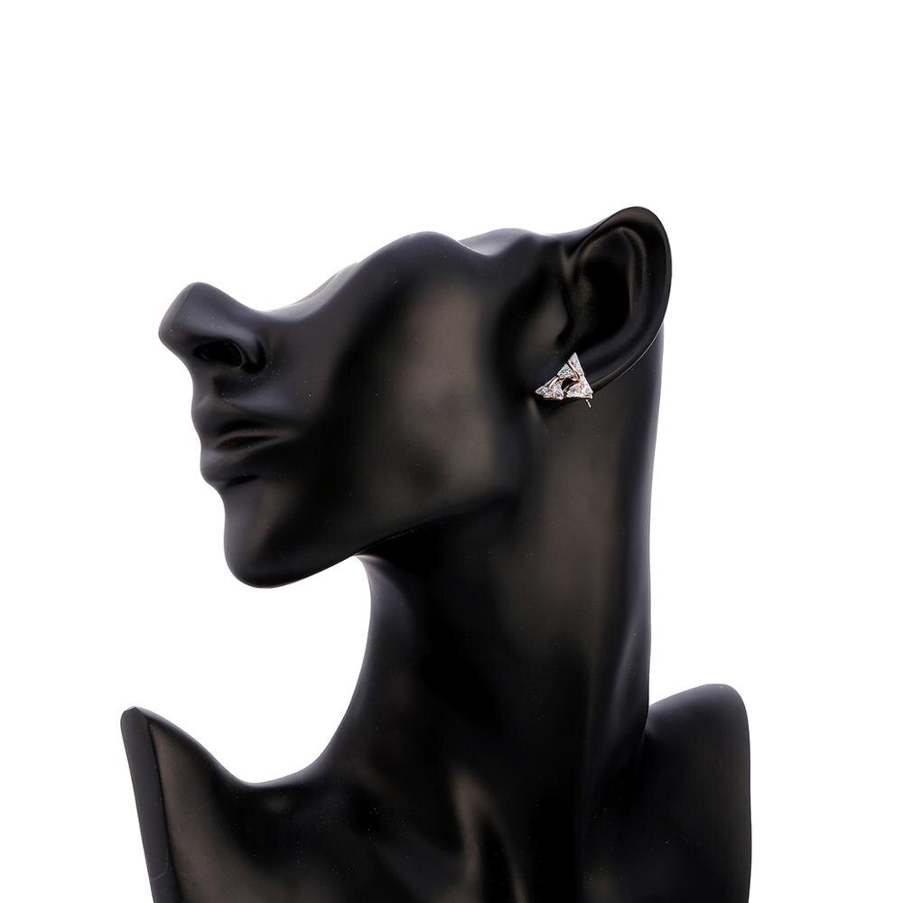 Trendy Simple Triangle Woman Earrings Rose Gold Silver Color Geometric Anti-Allergy Shiny CZ Zircon Stud Earring Women Jewelry
