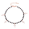 Trendy Stainless Steel Cross Pendant Necklace For Women Men  Crystal Black Beads Necklaces Gold/ Silvery  Choker Jewelry 2022