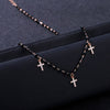 Trendy Stainless Steel Cross Pendant Necklace For Women Men  Crystal Black Beads Necklaces Gold/ Silvery  Choker Jewelry 2022