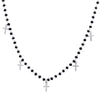 Trendy Stainless Steel Cross Pendant Necklace For Women Men  Crystal Black Beads Necklaces Gold/ Silvery  Choker Jewelry 2022