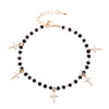 Trendy Stainless Steel Cross Pendant Necklace For Women Men  Crystal Black Beads Necklaces Gold/ Silvery  Choker Jewelry 2022