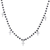 Trendy Stainless Steel Five Cross Pendant Necklace For Women Men Black Beads Long Necklaces Gold/ Silvery Sweater Chain Jewelry