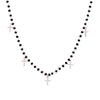 Trendy Stainless Steel Five Cross Pendant Necklace For Women Men Black Beads Long Necklaces Gold/ Silvery Sweater Chain Jewelry