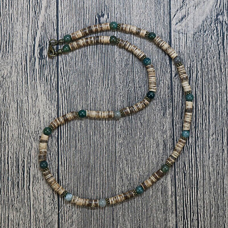 Trendy Summer Bohemia Ethnic White Coconut Surfer Necklace Men Tribal Jewelry Handmade Vintage Wooden Beads Necklace For Men