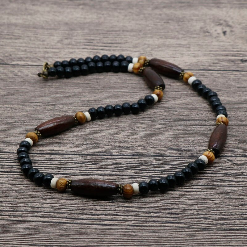 Trendy Summer Bohemia Ethnic White Coconut Surfer Necklace Men Tribal Jewelry Handmade Vintage Wooden Beads Necklace For Men