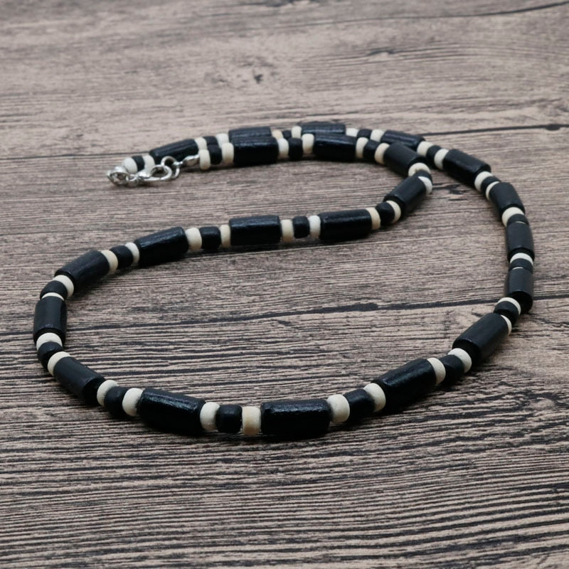 Trendy Summer Bohemia Ethnic White Coconut Surfer Necklace Men Tribal Jewelry Handmade Vintage Wooden Beads Necklace For Men