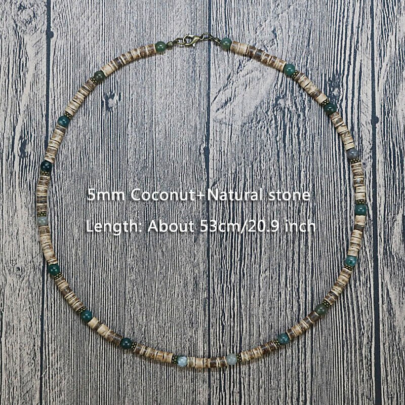 Trendy Summer Bohemia Ethnic White Coconut Surfer Necklace Men Tribal Jewelry Handmade Vintage Wooden Beads Necklace For Men