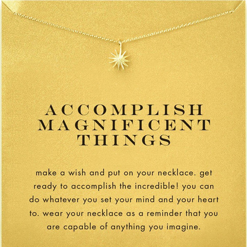 Trendy The Sun Necklace For Women Minimalist Pendant Gold Color Chain Choker Necklaces Accomplish Magnificent Things Gift Card