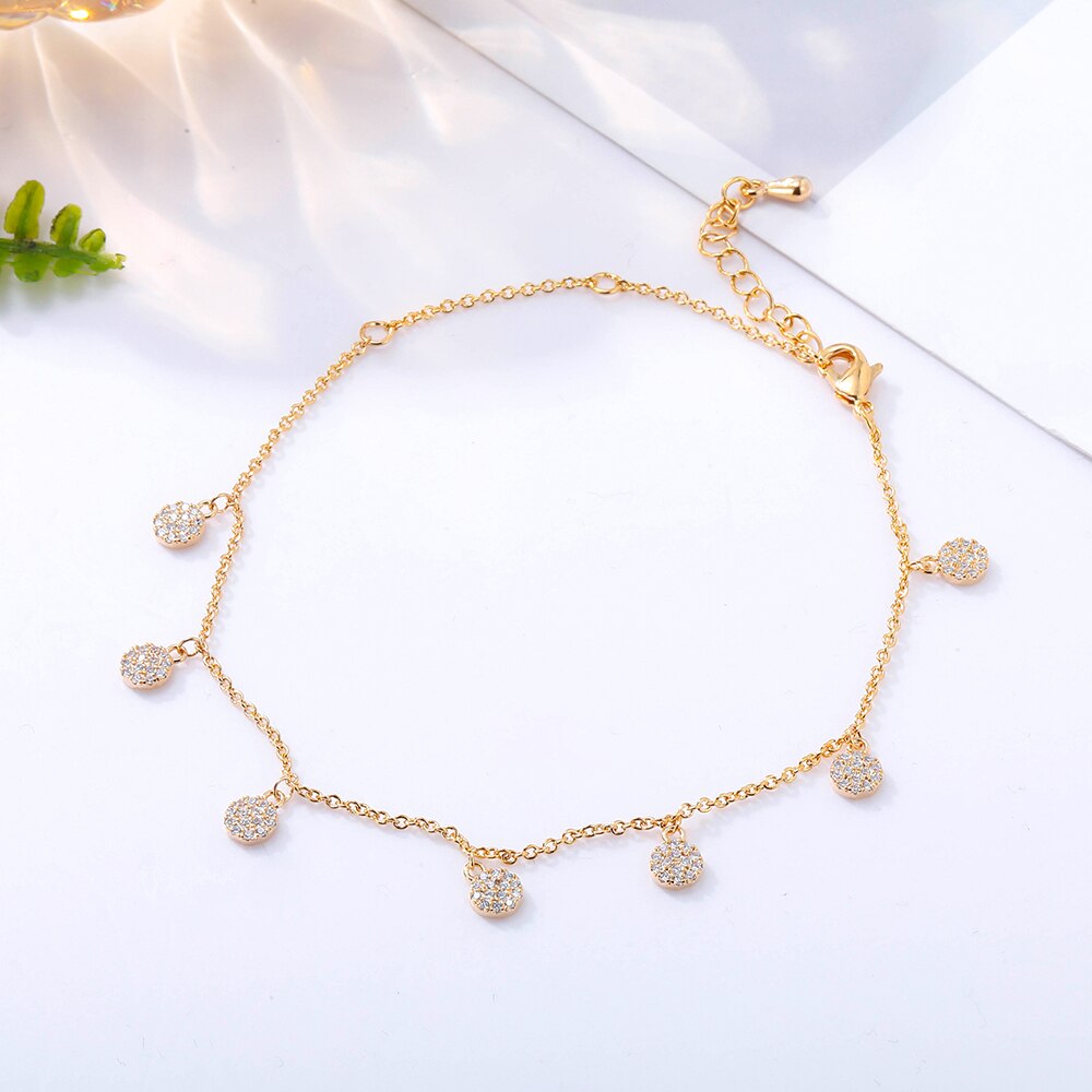 Trendy Thin Chain Bracelets For Women CZ Zircon Round Pendant Bracelet Bangle for Women Rose Gold Silvery Girl's Charm Jewelry