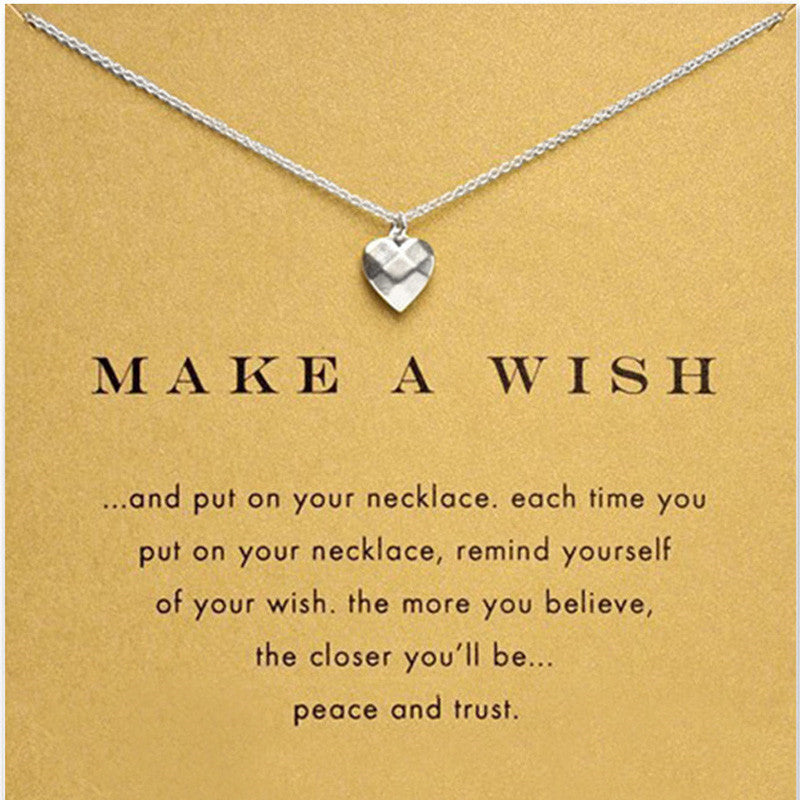 Trendy Tiny Heart Necklace For Women Minimalist Pendant Gold Color Chain Choker Necklaces Make a Wish Gift Card mothers day