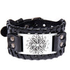 Trendy Totem Design Flame Symbol Thor Bracelet Men's Bracelet Genuine Leather Nordic Viking Accessories Party Jewelry