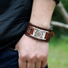 Trendy Totem Design Nordic Double Axe Irish Cross Bracelet Leather Woven Men's Bracelet Viking Accessorie Genuine leather jewelr