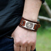 Trendy Totem Design Religious Rune Bracelet Men's Bracelet Leather Woven Viking Accessories Party Jewelry