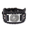 Trendy Totem Design Religious Rune Bracelet Men's Bracelet Leather Woven Viking Accessories Party Jewelry