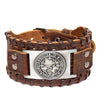 Trendy Totem Design Religious Rune Bracelet Men's Bracelet Leather Woven Viking Accessories Party Jewelry