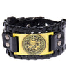 Trendy Totem Design Religious Rune Bracelet Men's Bracelet Leather Woven Viking Accessories Party Jewelry