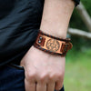 Trendy Totem Design Six-pointed Star Bracelet Men's Bracelet Leather Woven Viking Accessorie Party Jewelry