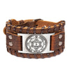 Trendy Totem Design Six-pointed Star Bracelet Men's Bracelet Leather Woven Viking Accessorie Party Jewelry