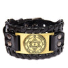 Trendy Totem Design Six-pointed Star Bracelet Men's Bracelet Leather Woven Viking Accessorie Party Jewelry