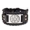 Trendy Totem Design Six-pointed Star Bracelet Men's Bracelet Leather Woven Viking Accessorie Party Jewelry