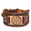 Trendy Totem Design Six-pointed Star Bracelet Men's Bracelet Leather Woven Viking Accessorie Party Jewelry