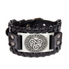 Trendy Totem Design Triangle Rune Bracelet Men's Bracelet Leather Woven Viking Accessories Party Jewelry