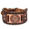 Trendy Totem Design Triangle Rune Bracelet Men's Bracelet Leather Woven Viking Accessories Party Jewelry
