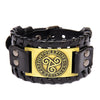 Trendy Totem Design Triangle Rune Bracelet Men's Bracelet Leather Woven Viking Accessories Party Jewelry