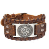 Trendy Totem Design Triangle Rune Bracelet Men's Bracelet Leather Woven Viking Accessories Party Jewelry