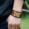Trendy Totem Design Triangle Rune Bracelet Men's Bracelet Leather Woven Viking Accessories Party Jewelry