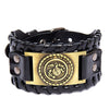 Trendy Totem Design Turtle Shell Nordic Rune Bracelet Leather Woven Men's Bracelet Viking Accessories Accessories