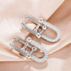 Trendy U Shap Lock Buckle Earrings for Women with CZ Stone Gold Silver Color Thick Link  Jewelry Gift