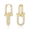 Trendy U Shap Lock Buckle Earrings for Women with CZ Stone Gold Silver Color Thick Link  Jewelry Gift