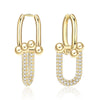 Trendy U Shap Lock Buckle Earrings for Women with CZ Stone Gold Silver Color Thick Link  Jewelry Gift