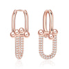 Trendy U Shap Lock Buckle Earrings for Women with CZ Stone Gold Silver Color Thick Link  Jewelry Gift