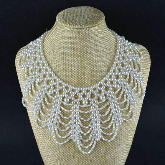 Trendy Varied Glossy round pearl choker necklace Romantuc braided lace collar necklaces new statement fashion jewelry for women