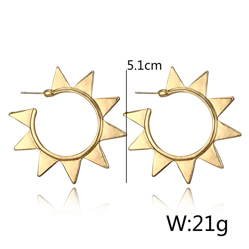 Trendy Vintage Ethnic Gold Metal Round Drop Earrings For Women Retro Geometric Big Statement Earring Female Baroque Jewelry Gift