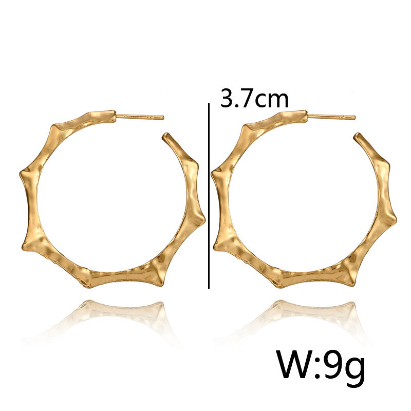 Trendy Vintage Ethnic Gold Metal Round Drop Earrings For Women Retro Geometric Big Statement Earring Female Baroque Jewelry Gift