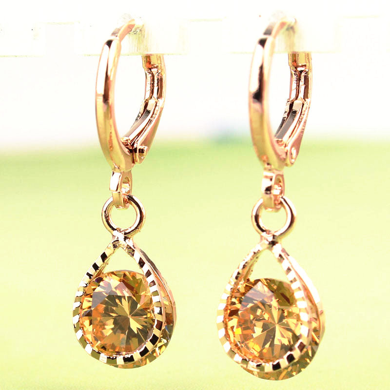 Trendy Water Drop CZ Crystal Earrings for Women Vintage Rose Gold Color Wedding Party Earrings Jewelry brinco feminino Gift