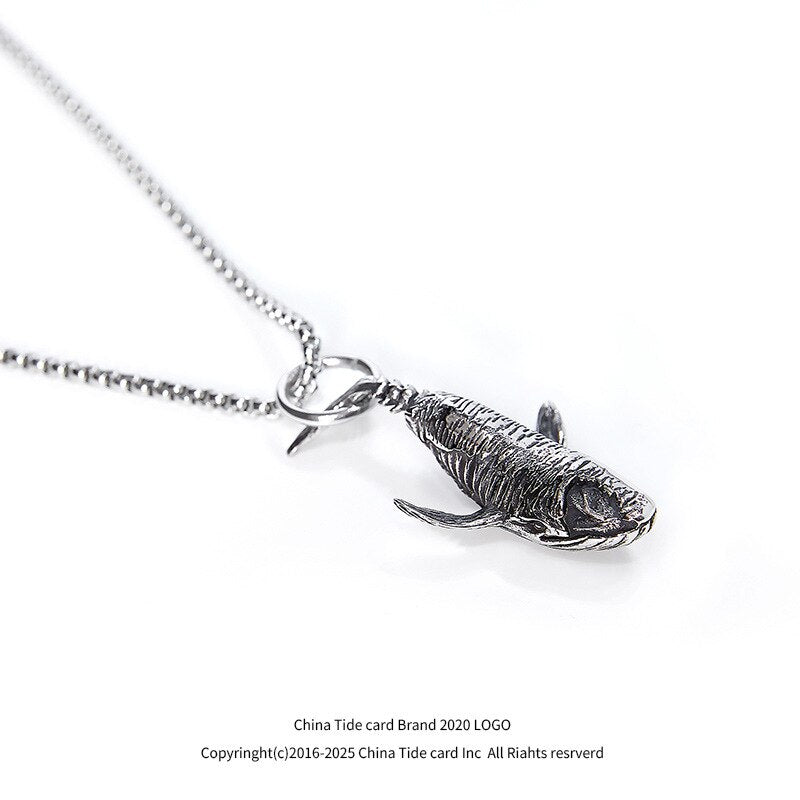 Trendy Whale Dolphin Pendant Necklace Vintage Hiphop Personality Necklace for Men Boys Jewelry