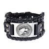 Trendy Wolf Head Totem Viking Bracelet Men's Bracelet Leather Woven Accessories Party Jewelry Hip Hop Punk Jewelry